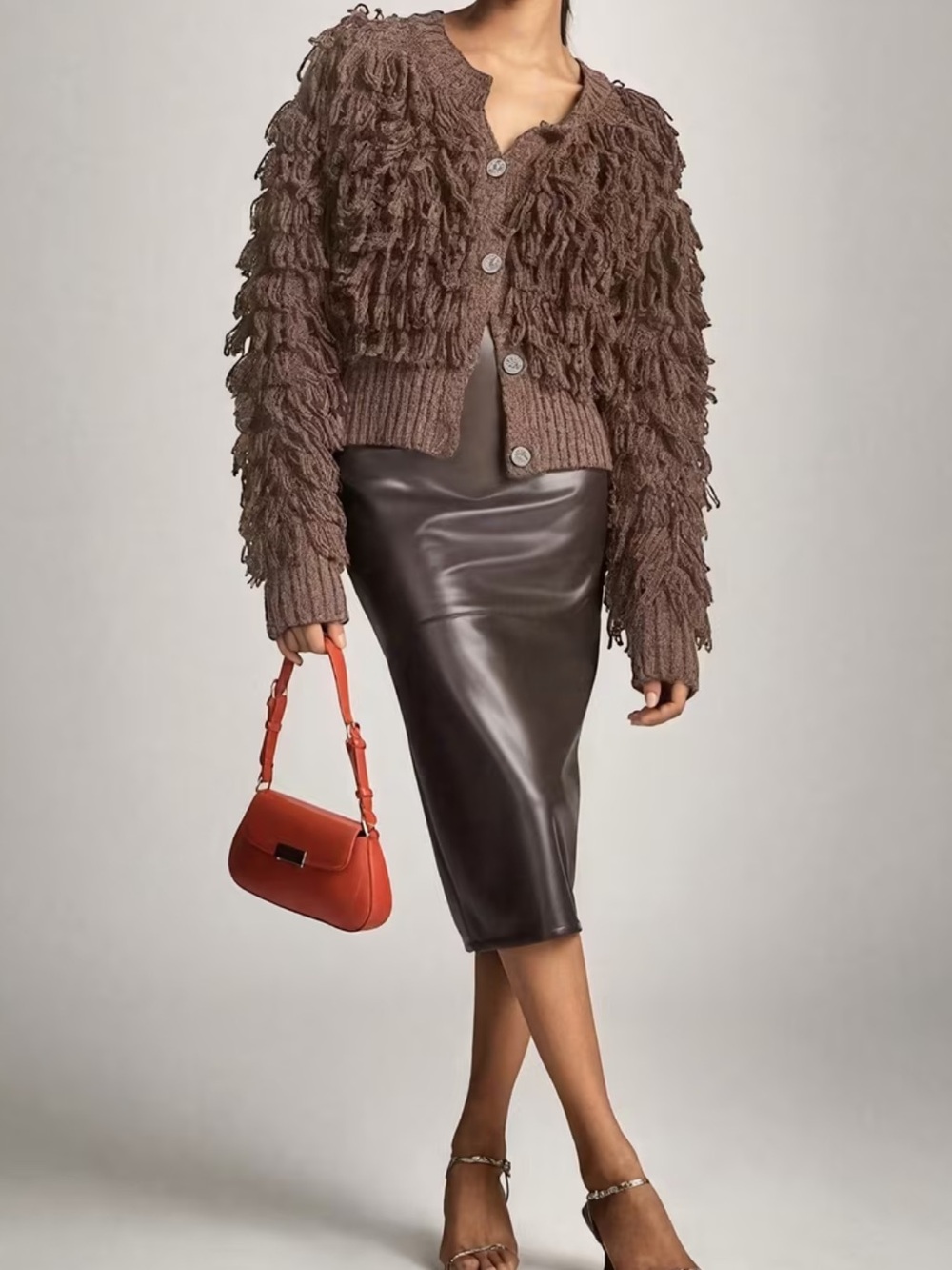 Women's Cardigan Jacket with Button Ribbed Ring Tassels, Casual Sweater for Autu